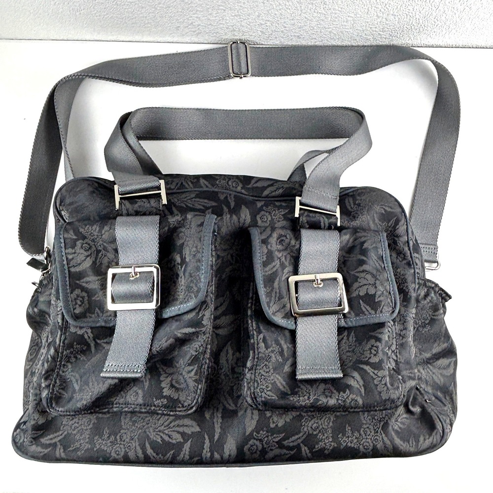 Oioi Floral Jacquard Messenger Bag Women OS Grey Buckle Cargo Pocket Satchel